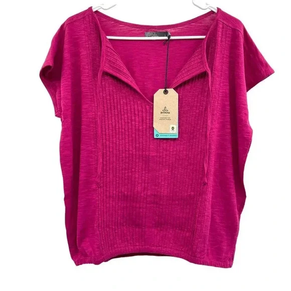 Prana Ocupas Popover Shirt Size Small Orchid Bloom Pink Top New - Picture 2 of 9